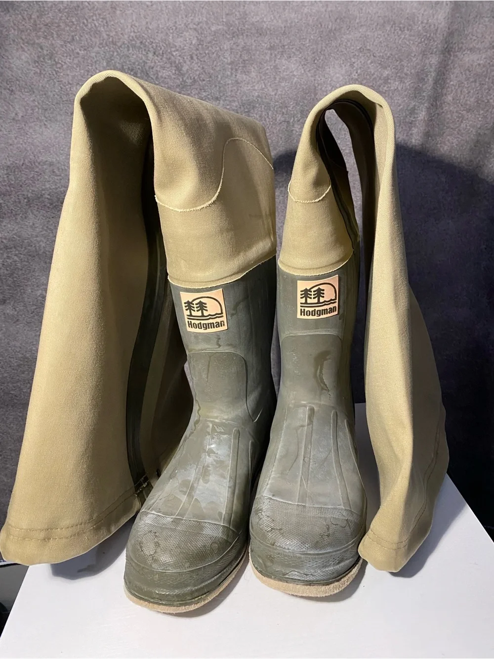 Hodgman Insulated Canvas Hip Waders Mens Size 10 Green Fishing Boots